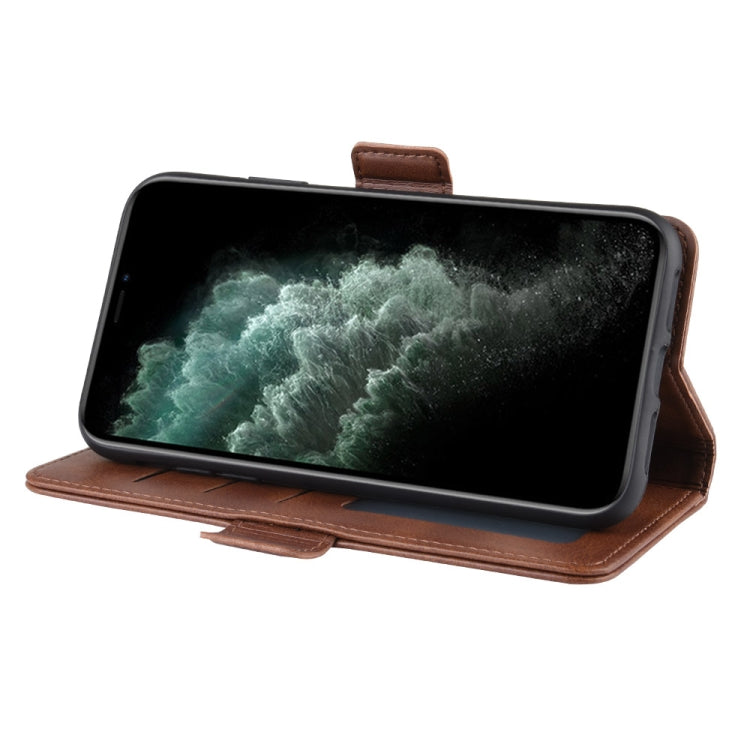 For iPhone 11 Pro Max Double Buckle Crazy Horse Business Mobile Phone Holster with Card Wallet Bracket Function
