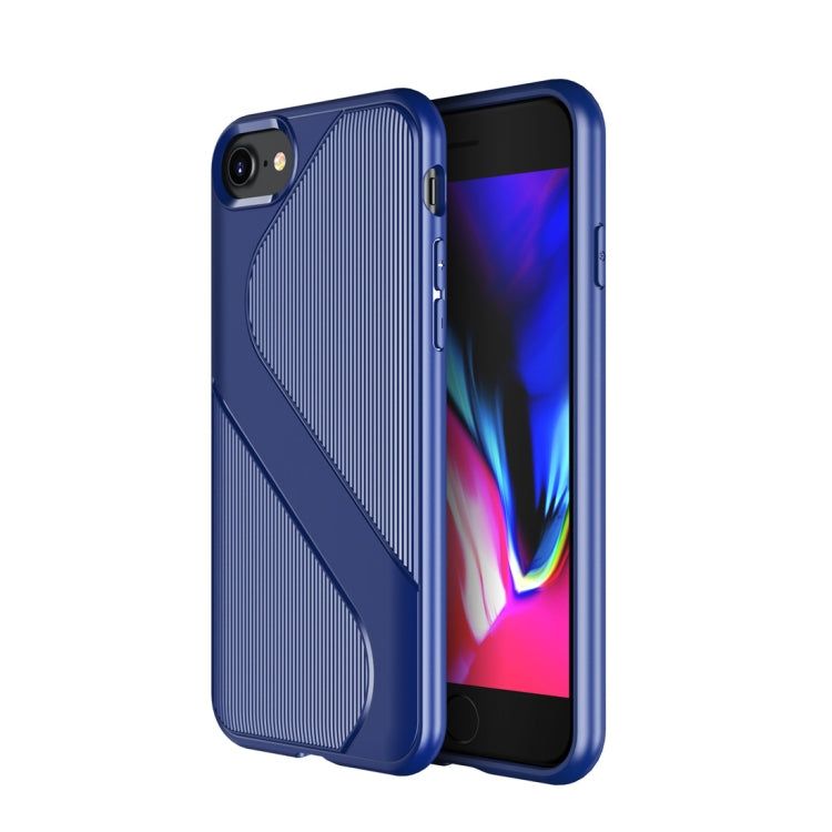 For iPhone 6 & 6s S-Shaped Soft TPU Protective Cover Case(Blue)