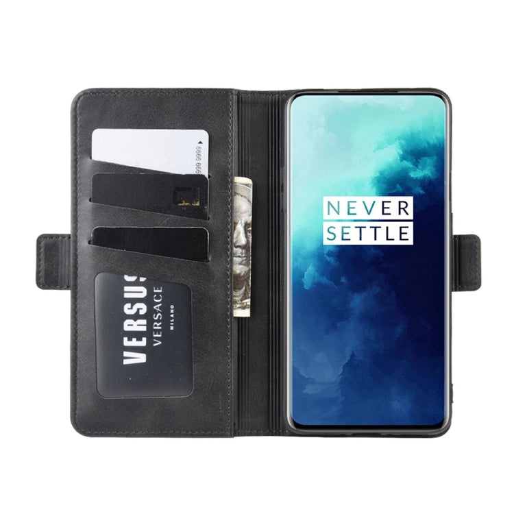 For One Plus 7T Pro Double Buckle Crazy Horse Business Mobile Phone Holster with Card Wallet Bracket Function