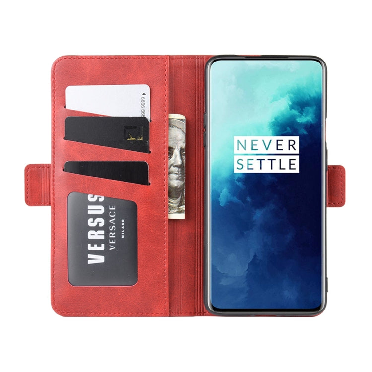 For One Plus 7T Pro Double Buckle Crazy Horse Business Mobile Phone Holster with Card Wallet Bracket Function