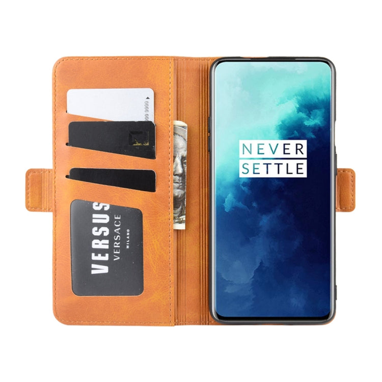 For One Plus 7T Pro Double Buckle Crazy Horse Business Mobile Phone Holster with Card Wallet Bracket Function