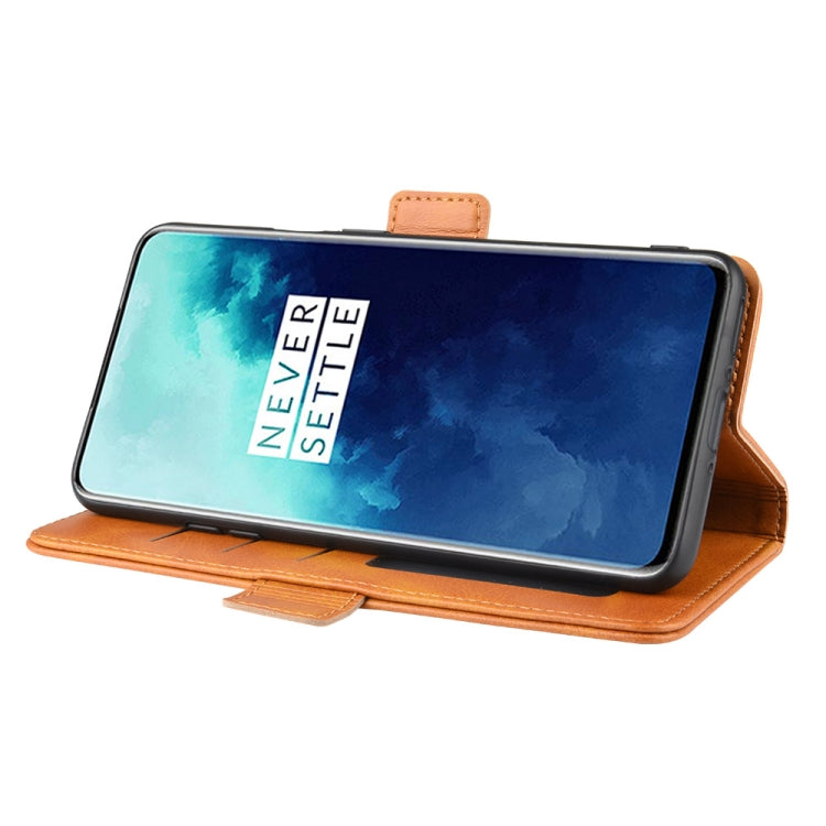 For One Plus 7T Pro Double Buckle Crazy Horse Business Mobile Phone Holster with Card Wallet Bracket Function