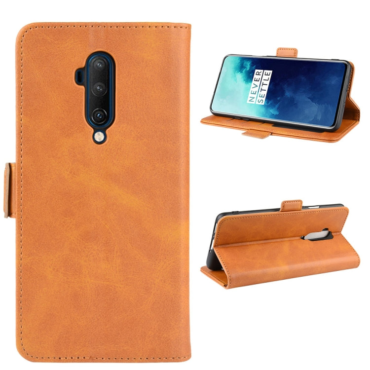 For One Plus 7T Pro Double Buckle Crazy Horse Business Mobile Phone Holster with Card Wallet Bracket Function