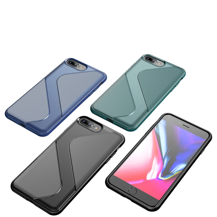 For iPhone 8 Plus & 7 Plus S-Shaped Soft TPU Protective Cover Case