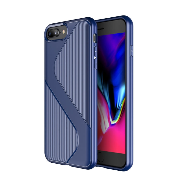 For iPhone 8 Plus & 7 Plus S-Shaped Soft TPU Protective Cover Case