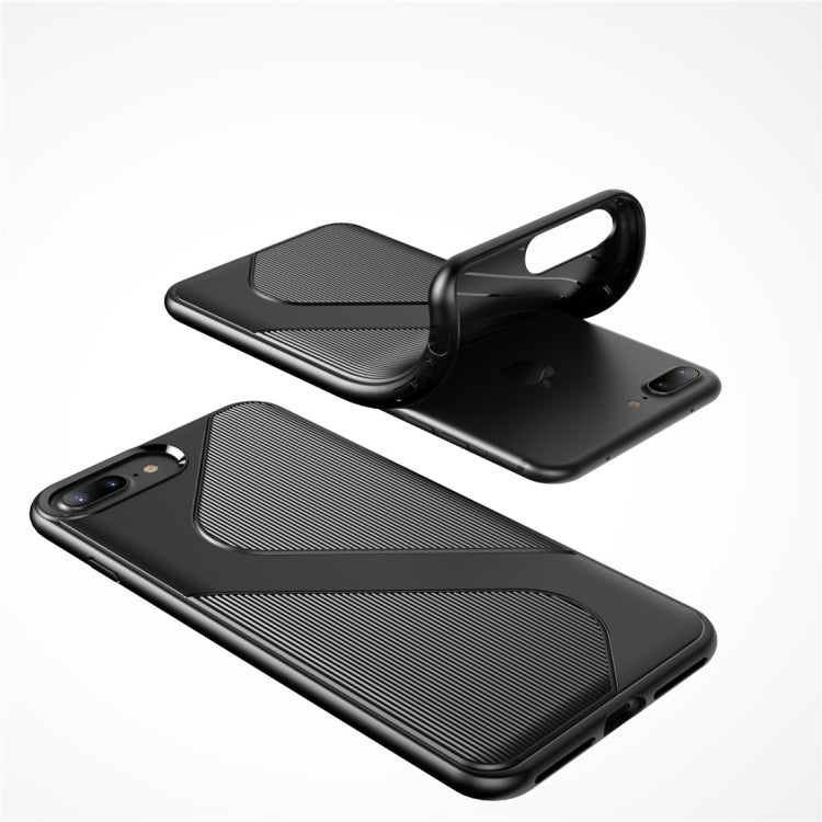 For iPhone 8 Plus & 7 Plus S-Shaped Soft TPU Protective Cover Case