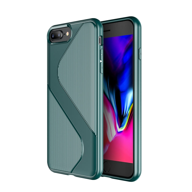 For iPhone 8 Plus & 7 Plus S-Shaped Soft TPU Protective Cover Case