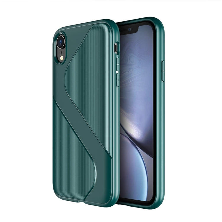 For iPhone XR   S-Shaped Soft TPU Protective Cover Case(Green)