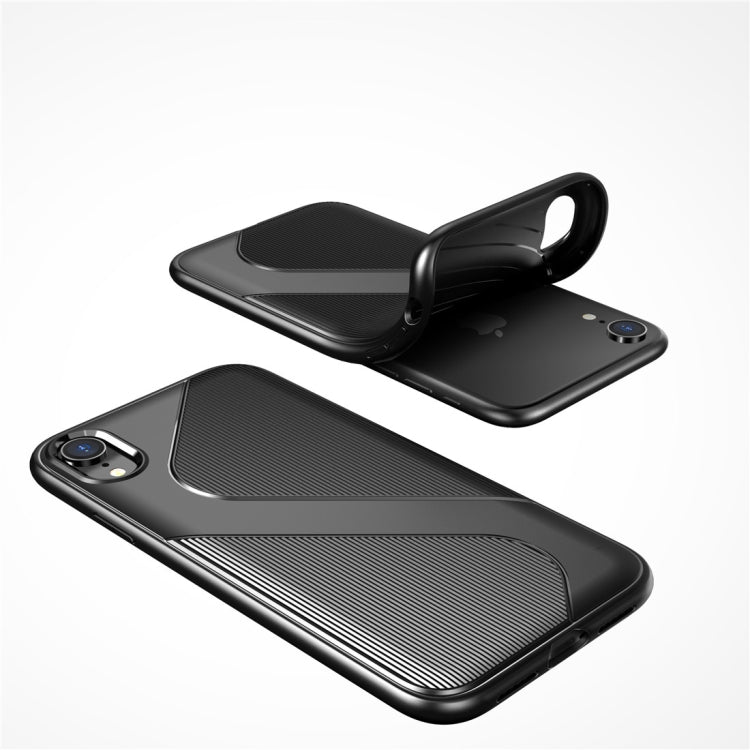 For iPhone XR   S-Shaped Soft TPU Protective Cover Case(Green)