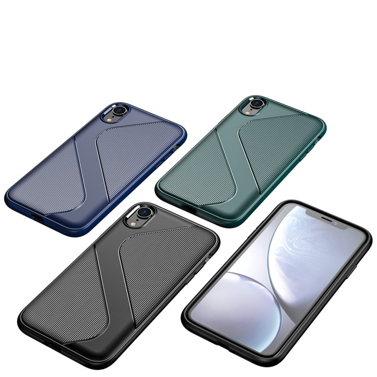 For iPhone XR   S-Shaped Soft TPU Protective Cover Case(Green)