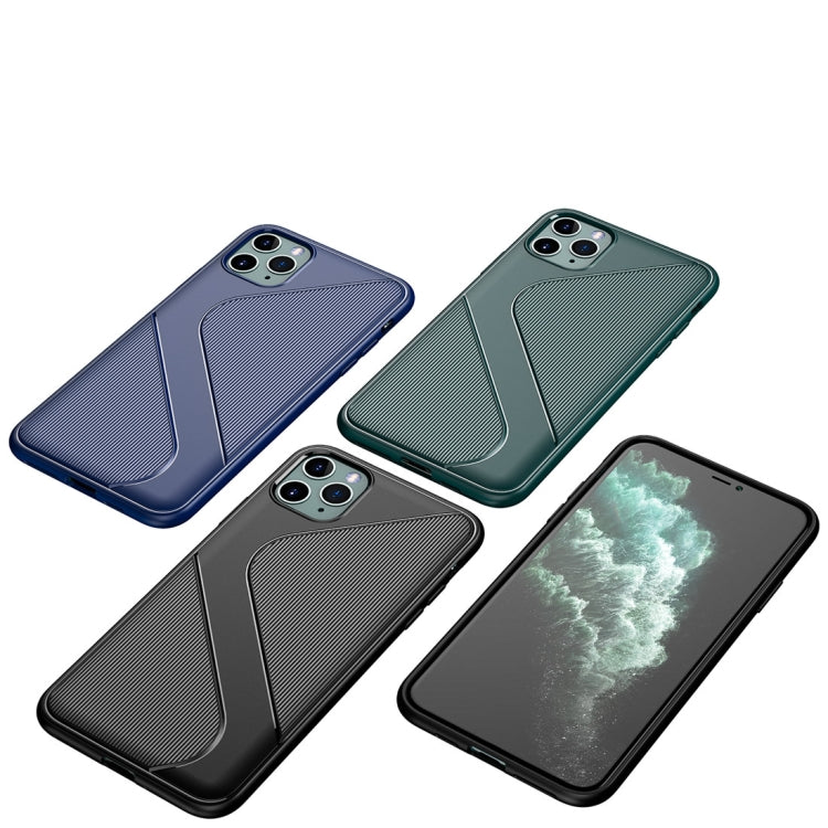 For iPhone 11 Pro S-Shaped Soft TPU Protective Cover Case(Green)