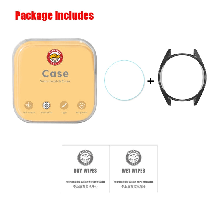 For HUAWEI Watch GT Classic / GT Active / GT Sport 46mm ENKAY Hat-prince 2 in 1 Full Coverage Electroplate TPU Case + 0.2mm 9H 2.15D Curved Edge Tempered Glass Film(Black)