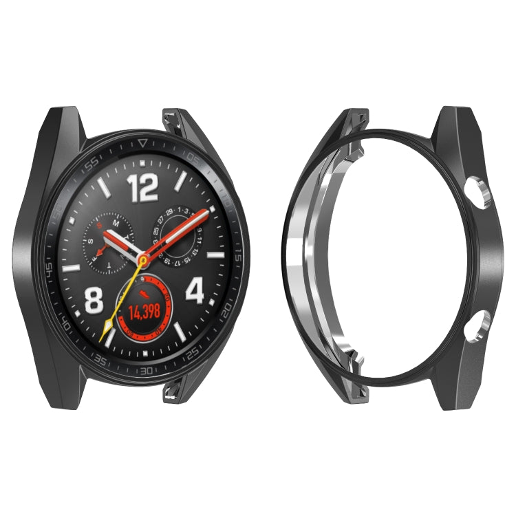 For HUAWEI Watch GT Classic / GT Active / GT Sport 46mm ENKAY Hat-prince 2 in 1 Full Coverage Electroplate TPU Case + 0.2mm 9H 2.15D Curved Edge Tempered Glass Film(Black)