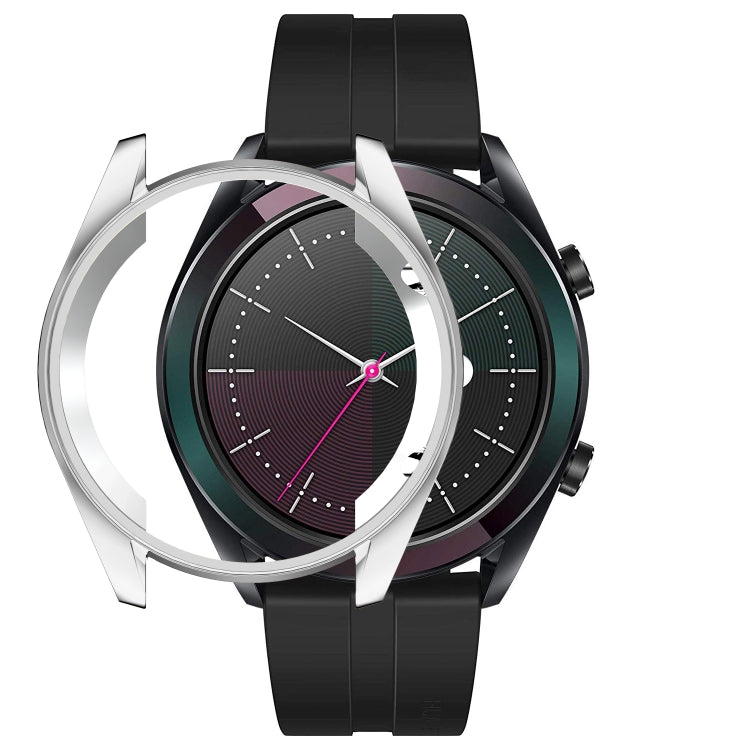 For HUAWEI Watch GT Elegant 42mm ENKAY Hat-prince 2 in 1 Full Coverage Electroplate TPU Case + 0.2mm 9H 2.15D Curved Edge Tempered Glass Film(Silver)