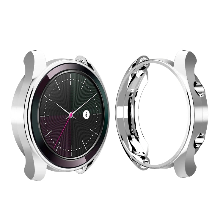 For HUAWEI Watch GT Elegant 42mm ENKAY Hat-prince 2 in 1 Full Coverage Electroplate TPU Case + 0.2mm 9H 2.15D Curved Edge Tempered Glass Film(Silver)