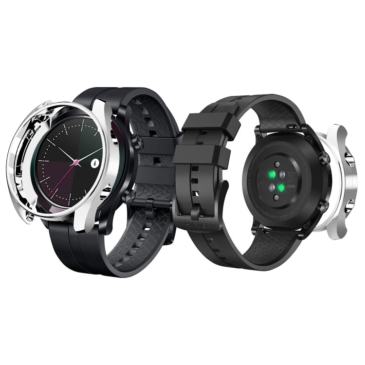 For HUAWEI Watch GT Elegant 42mm ENKAY Hat-prince 2 in 1 Full Coverage Electroplate TPU Case + 0.2mm 9H 2.15D Curved Edge Tempered Glass Film(Silver)
