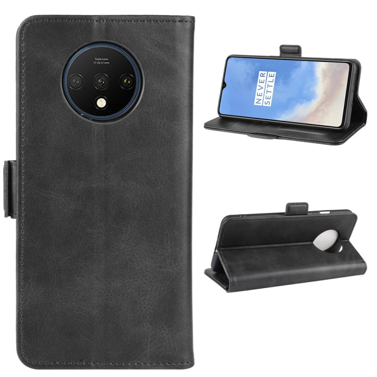 For One Plus 7T  Double Buckle Crazy Horse Business Mobile Phone Holster with Card Wallet Bracket Function