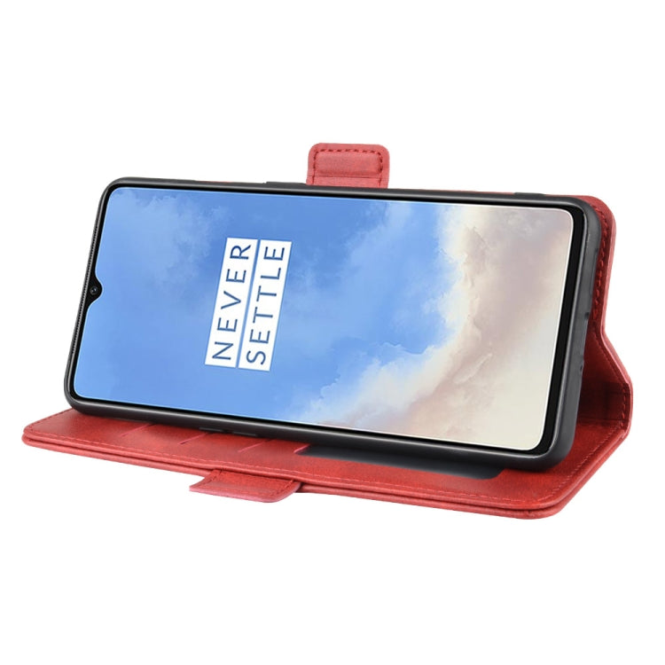 For One Plus 7T  Double Buckle Crazy Horse Business Mobile Phone Holster with Card Wallet Bracket Function