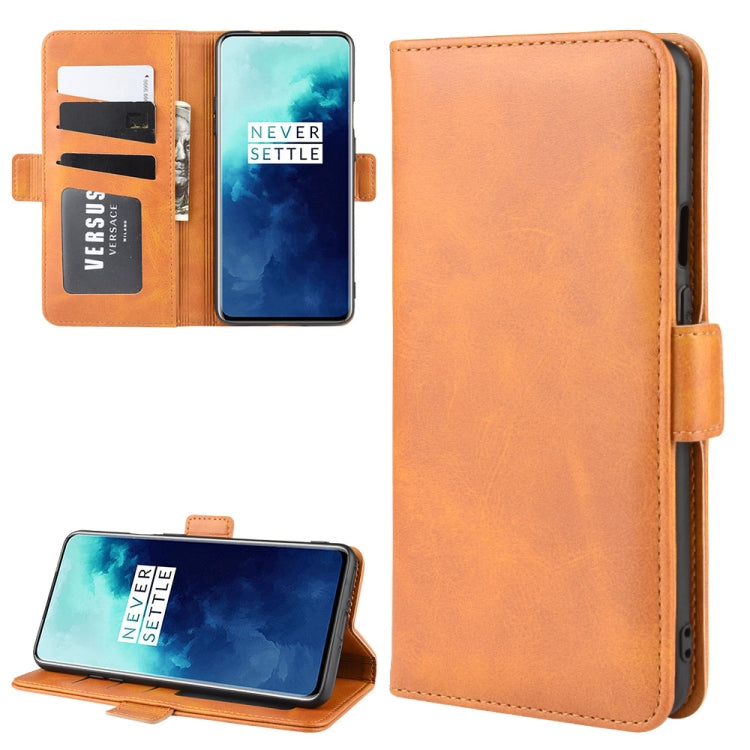 For One Plus 7T  Double Buckle Crazy Horse Business Mobile Phone Holster with Card Wallet Bracket Function