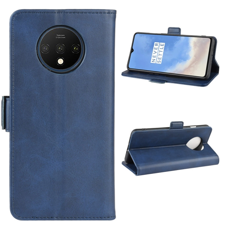 For One Plus 7T  Double Buckle Crazy Horse Business Mobile Phone Holster with Card Wallet Bracket Function