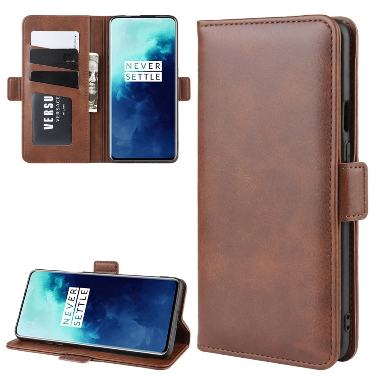For One Plus 7T  Double Buckle Crazy Horse Business Mobile Phone Holster with Card Wallet Bracket Function