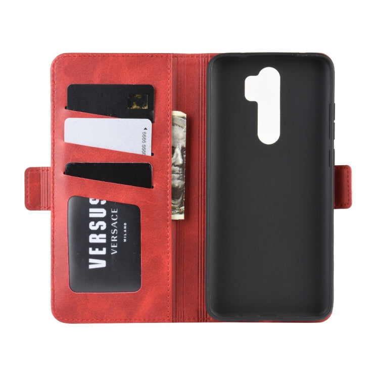 For Xiaomi Redmi Note 8 Pro Double Buckle Crazy Horse Business Mobile Phone Holster with Card Wallet Bracket Function