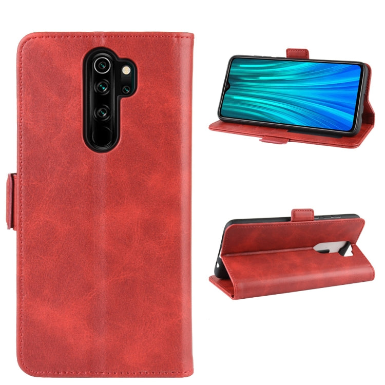 For Xiaomi Redmi Note 8 Pro Double Buckle Crazy Horse Business Mobile Phone Holster with Card Wallet Bracket Function