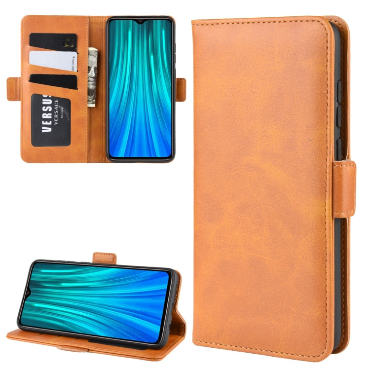 For Xiaomi Redmi Note 8 Pro Double Buckle Crazy Horse Business Mobile Phone Holster with Card Wallet Bracket Function