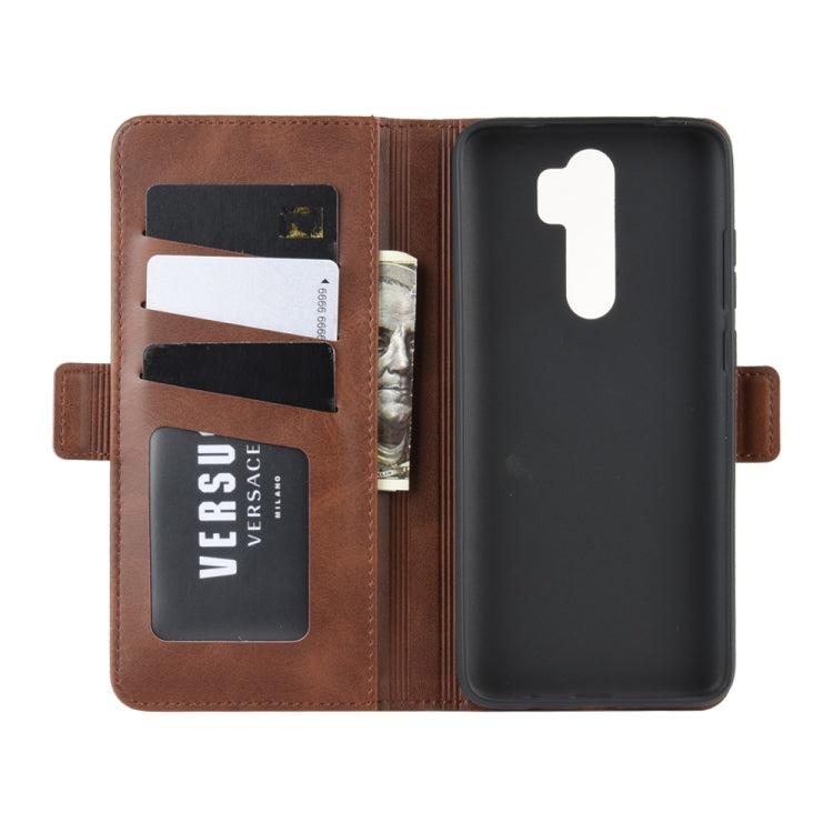 For Xiaomi Redmi Note 8 Pro Double Buckle Crazy Horse Business Mobile Phone Holster with Card Wallet Bracket Function