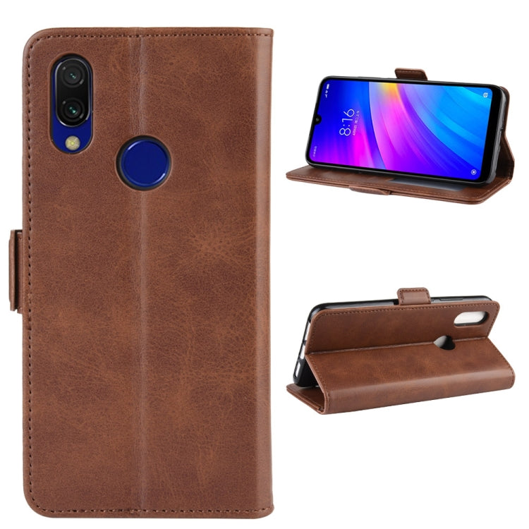For Xiaomi Redmi 7/Redmi Y3 Double Buckle Crazy Horse Business Mobile Phone Holster with Card Wallet Bracket Function