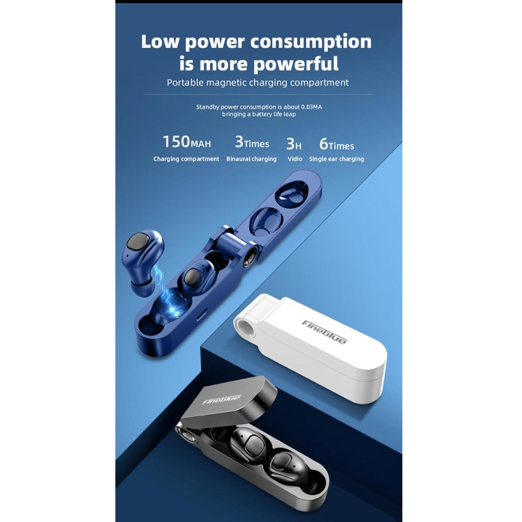 Fineblue F MAX TWS Bluetooth Earphone Wireless Earbud Stereo with Charging Box(White)