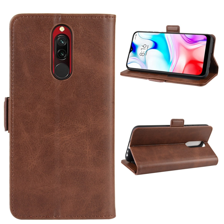 For Xiaomi Redmi 8 Double Buckle Crazy Horse Business Mobile Phone Holster with Card Wallet Bracket Function
