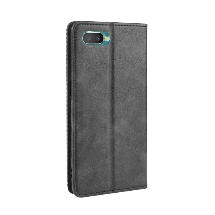 For Oppo Reno A Magnetic Buckle Retro Crazy Horse Texture Horizontal Flip Leather Case with Holder & Card Slots & Photo Frame