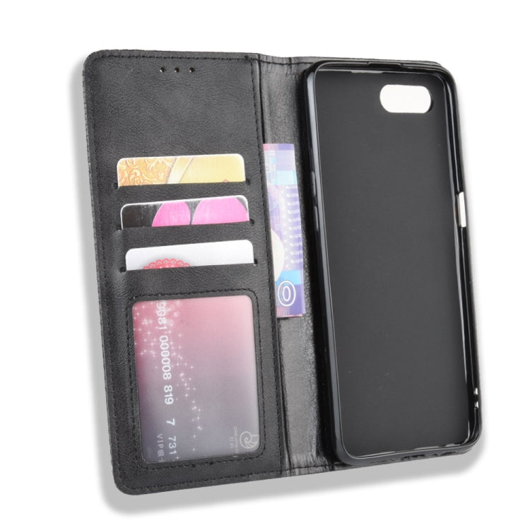 For Oppo Reno A Magnetic Buckle Retro Crazy Horse Texture Horizontal Flip Leather Case with Holder & Card Slots & Photo Frame