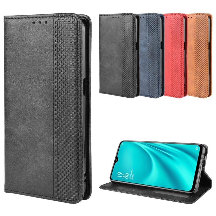 For Oppo Reno A Magnetic Buckle Retro Crazy Horse Texture Horizontal Flip Leather Case with Holder & Card Slots & Photo Frame