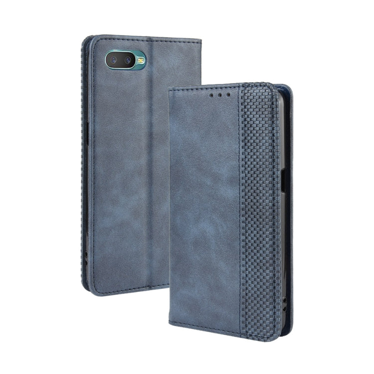 For Oppo Reno A Magnetic Buckle Retro Crazy Horse Texture Horizontal Flip Leather Case with Holder & Card Slots & Photo Frame