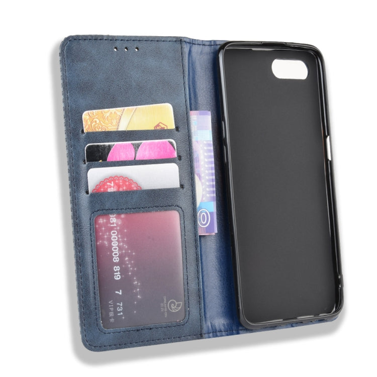 For Oppo Reno A Magnetic Buckle Retro Crazy Horse Texture Horizontal Flip Leather Case with Holder & Card Slots & Photo Frame