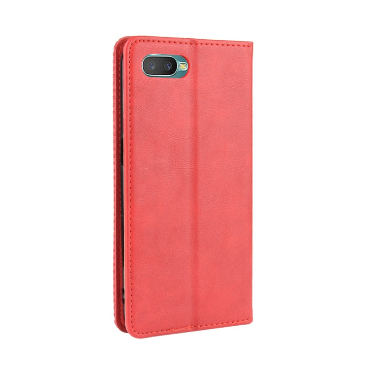 For Oppo Reno A Magnetic Buckle Retro Crazy Horse Texture Horizontal Flip Leather Case with Holder & Card Slots & Photo Frame