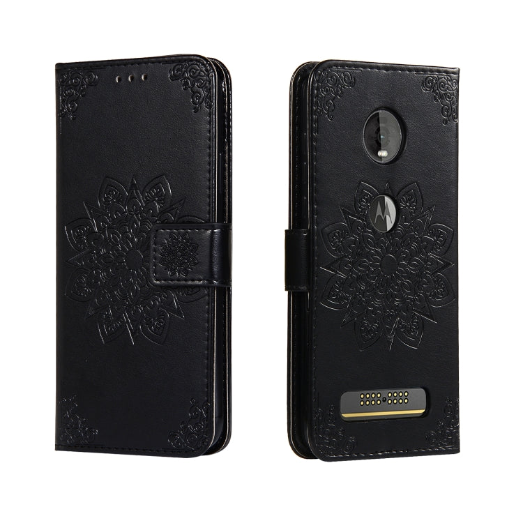For Motorola Moto Z4  Embossed Kaleidoscope Flower Horizontal Flip Leather Case with Holder & Card Slots & Wallet