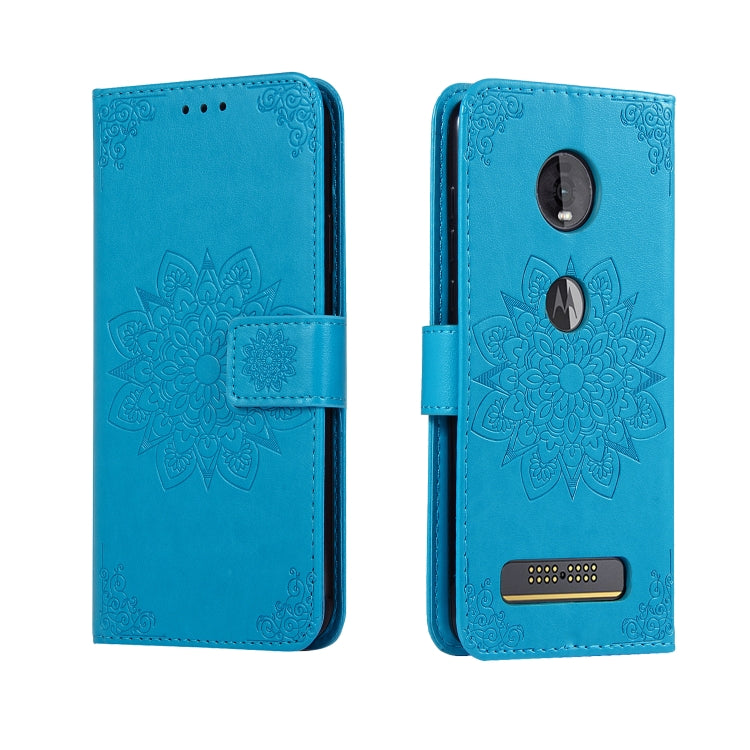 For Motorola Moto Z4  Embossed Kaleidoscope Flower Horizontal Flip Leather Case with Holder & Card Slots & Wallet