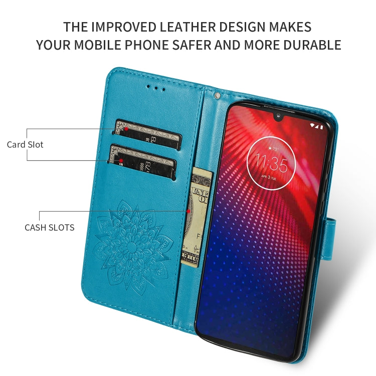 For Motorola Moto Z4  Embossed Kaleidoscope Flower Horizontal Flip Leather Case with Holder & Card Slots & Wallet