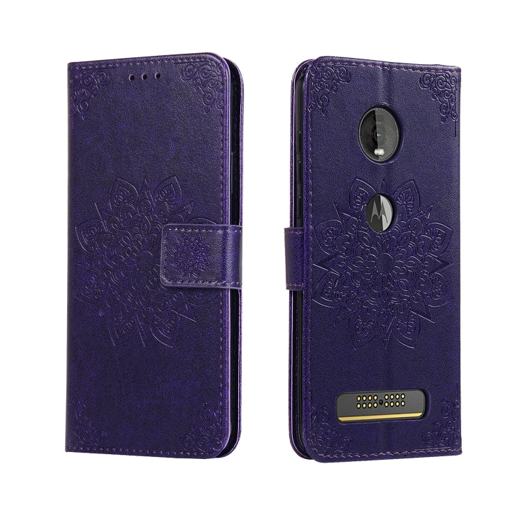 For Motorola Moto Z4  Embossed Kaleidoscope Flower Horizontal Flip Leather Case with Holder & Card Slots & Wallet