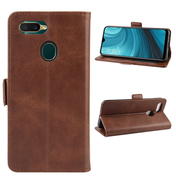 For Oppo A7 / AX7 Double Buckle Crazy Horse Business Mobile Phone Holster with Card Wallet Bracket Function