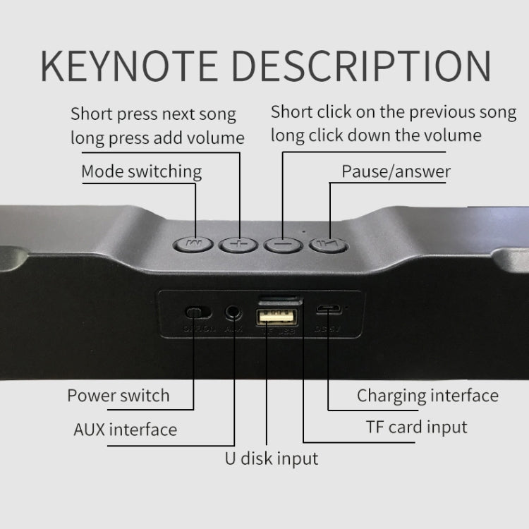 T13 Soundbar Bluetooth Speaker Portable TWS Connection Loudspeaker Sound System 10W Stereo Surround TV Speaker