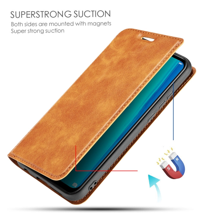 For Huawei Y7 (2019) Retro Simple Ultra-thin Magnetic Leather Case with Holder & Card Slots & Lanyard