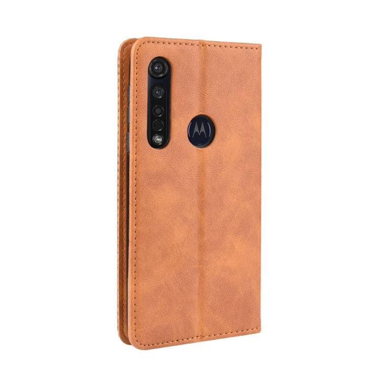 For  Motorola Moto G8 Plus Magnetic Buckle Retro Crazy Horse Texture Horizontal Flip Leather Case with Holder & Card Slots & Photo Frame