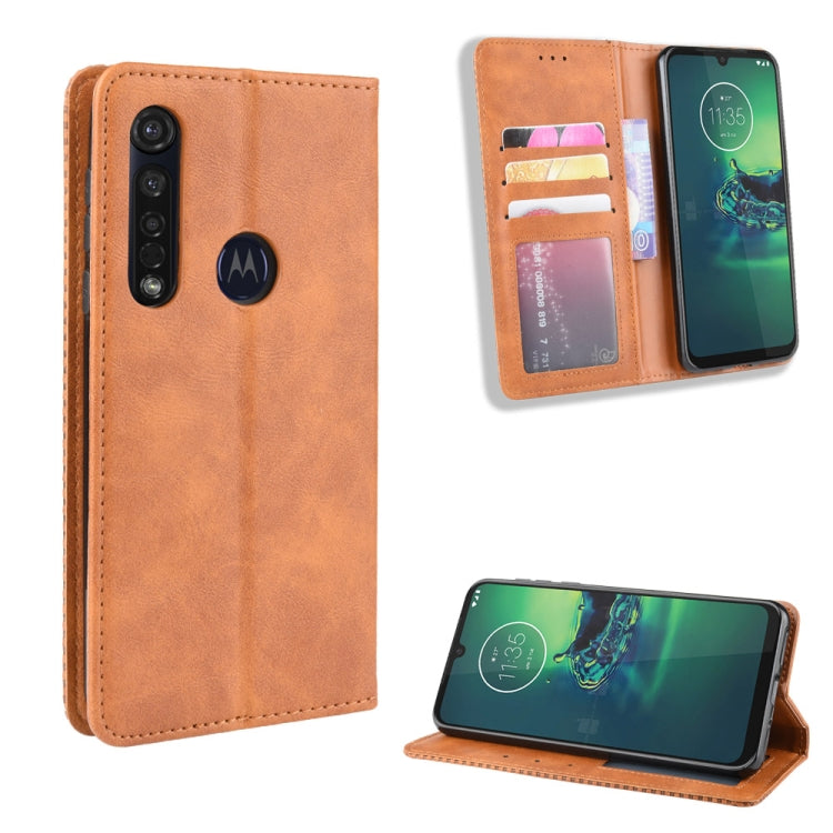 For  Motorola Moto G8 Plus Magnetic Buckle Retro Crazy Horse Texture Horizontal Flip Leather Case with Holder & Card Slots & Photo Frame