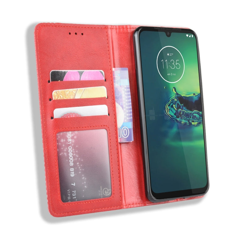 For  Motorola Moto G8 Plus Magnetic Buckle Retro Crazy Horse Texture Horizontal Flip Leather Case with Holder & Card Slots & Photo Frame