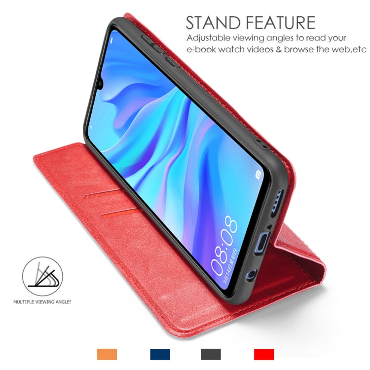 For Huawei P Smart Z Retro Simple Ultra-thin Magnetic Leather Case with Holder & Card Slots & Lanyard