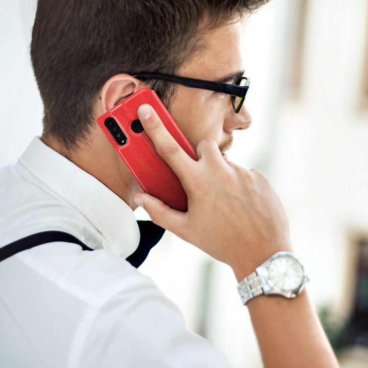 For Huawei P Smart Z Retro Simple Ultra-thin Magnetic Leather Case with Holder & Card Slots & Lanyard